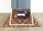 Ian Cumberland: The All Consuming Selfie, 2018, oil on linen, 100 x 150 cm
Installation: wood, video, sound, carpet, curtain; varying dimensions


